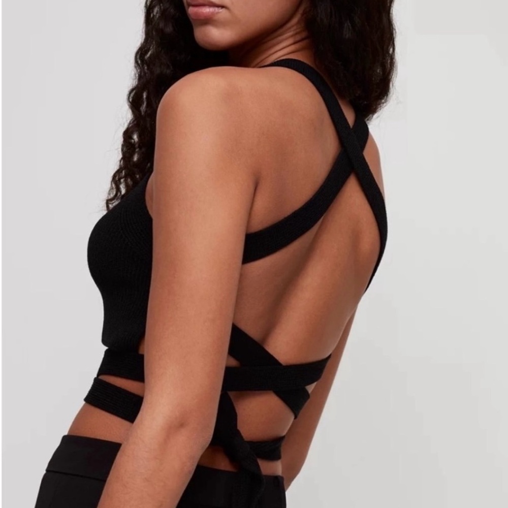 Wilfred Black Strappy Knit Crop Top